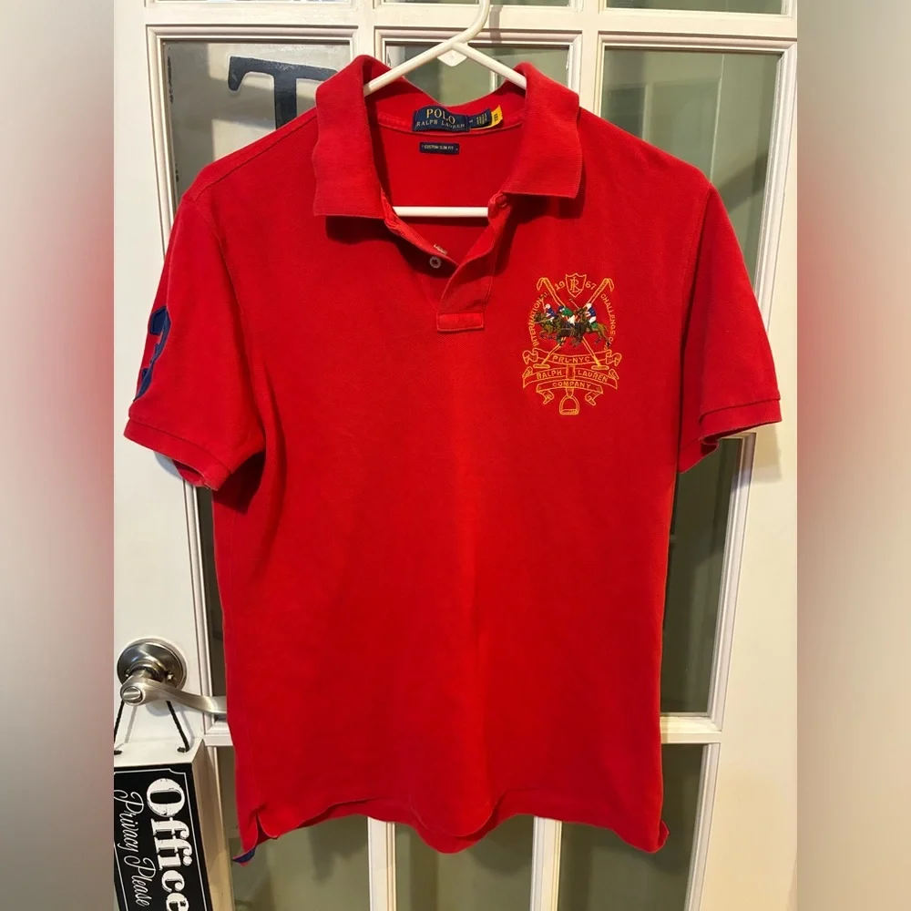 Polo Ralph Lauren Custom Red Crest Polo Big Pony Polo Match Embroidered Y2K